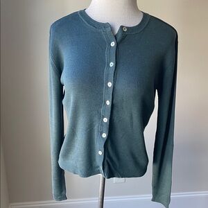 August Silk Sea Green Button-Up Cardigan